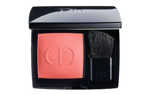 DIOR Bright Blue and Gold Monochrome Blush 26 Spring compact with brush and mirror in glossy black packaging