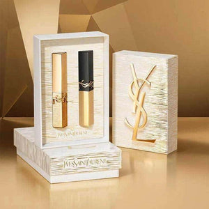 YSL Saint Laurent Limited Edition Gold Bar Gift Set with Two Lipsticks (Matte Natural Color) 2.2g*2 A perfect birthday or New Year's gift for your girlfriend.