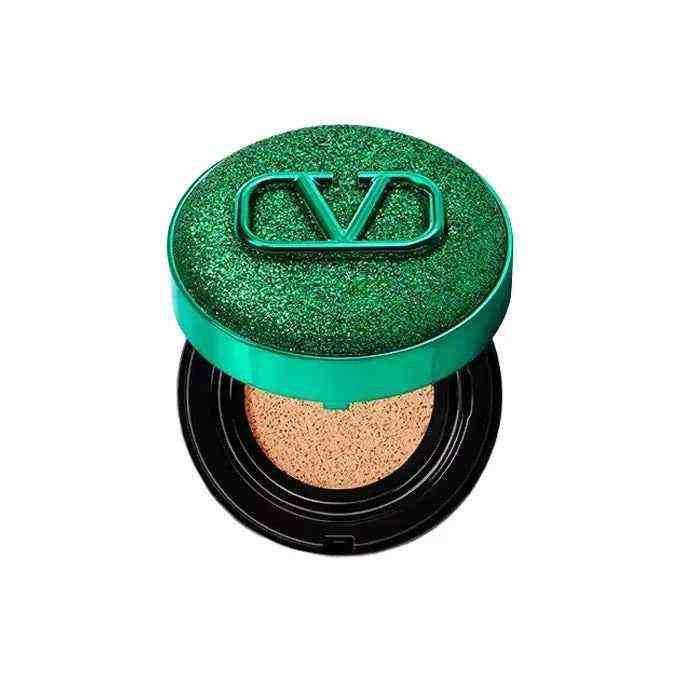 Valentino Beauty Limited Green foundation cream in a luxurious sparkling green compact with soft, long-lasting coverage.