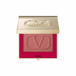Valentino Beauty Blush Eye2Cheek compact with mini brush showcasing radiant buildable cream-to-powder multi-use blush and eyeshadow