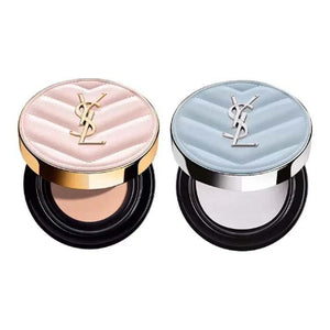 YSL Cushion Foundation Duo - Powder & Ice Transparent for Flawless Glow.
