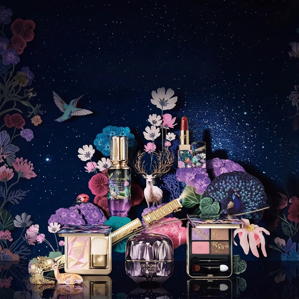 مجموعة مكياج وعناية Clé de Peau Beauté من 13 قطعة بخلفية تزيينية