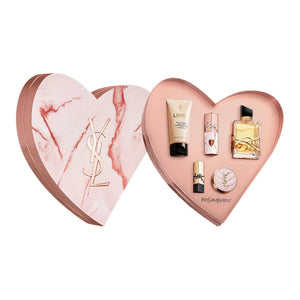 YSL Saint Laurent Perfume limited edition gift box with heart-shaped design and luxury beauty products