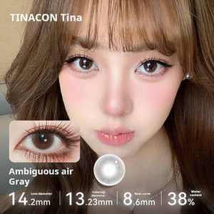Soft gray lenses with a misty, rimless design for a natural and mysterious eye look.