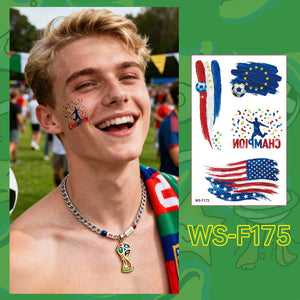 2026 World Cup Temporary Tattoos – Football Cheer Stickers for Face and Body.