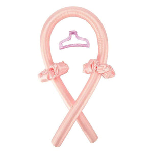 Heatless curling rod headband with silk velvet rollers, scrunchies, and claw clip for overnight curls