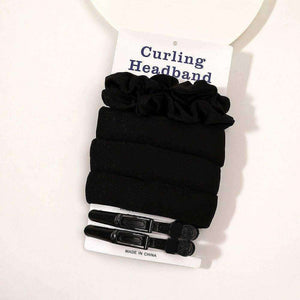 Heatless curling rod headband set with silk velvet rollers, scrunchies, and claw clip for overnight no-heat curls on long and medium hair