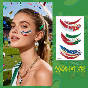 2026 World Cup Temporary Tattoos – Football Cheer Stickers for Face and Body.
