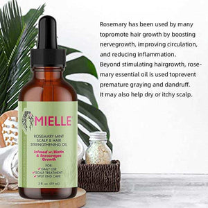 Mielle Rosemary Mint Scalp & Hair Growth Essential Oil – Infused with Biotin & Essential Oils | Nourishing Treatment for Hair Growth, Split Ends & Dry Scalp | 2 fl. oz.