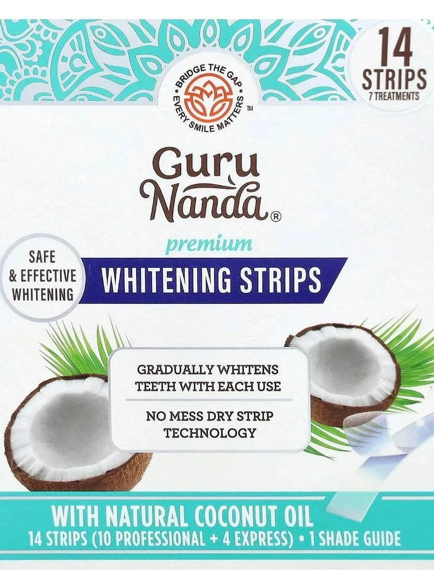American GuruNanda Natural Coconut Oil Fresh and Gentle Yellowing and Whitening Clean Teeth Whitening Dental Strips 14 Strips