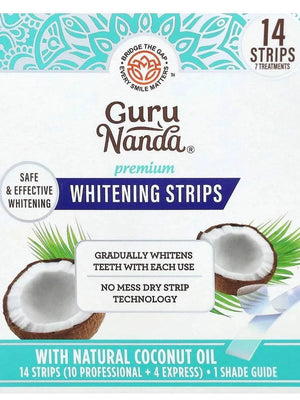 American GuruNanda Natural Coconut Oil Fresh and Gentle Yellowing and Whitening Clean Teeth Whitening Dental Strips 14 Strips