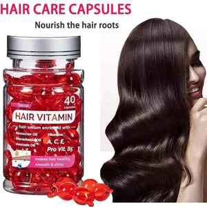 Hair Vitamin Serum capsules for damaged and dry hair treatment with Pro-Vitamin B5 and Vitamin E