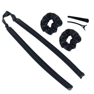 Heatless curling rod headband with silk velvet rollers, scrunchies, and claw clip for overnight curls
