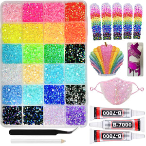 Multicolor Rhinestone Set for DIY Nail Art and Crafts.
