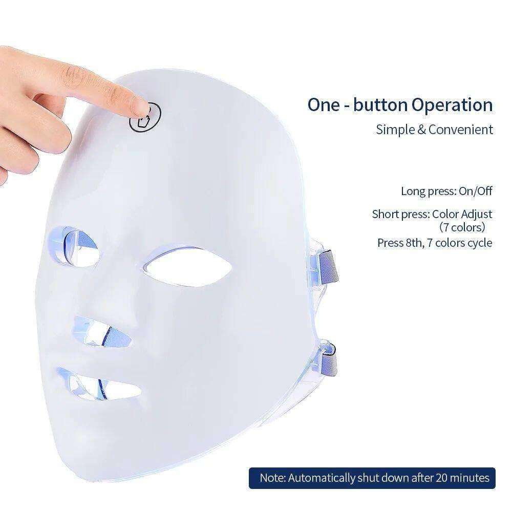 Arabelle Beauty 7-Color LED Face & Neck Mask - Rechargeable Light Therapy.