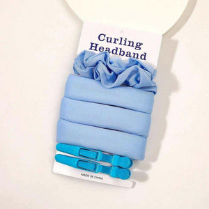 Heatless curling silk velvet headband with scrunchies and claw clip for overnight curls