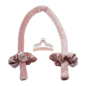 Heatless curling rod headband set with silk velvet rollers, scrunchies, and claw clip for overnight curls
