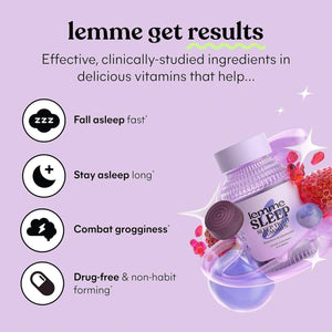 US direct mail Lemme sleep gummies melatonin, elderberry, magnesium, theanine, chamomile, lavender drug-free.