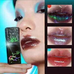 Girlcult Mirror chameleon lip gloss with high shine, moisturizing shimmer, and color-shifting holographic finish