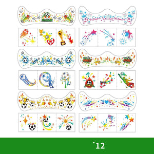 World Cup Watching Fan Face Atmosphere Decorative Sticker Waterproof Sticker, Durable Washable Luminous Football Tattoo Sticker.