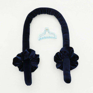 Heatless curling rod headband with silk velvet rollers, scrunchies, and claw clip for overnight curls and heat-free styling