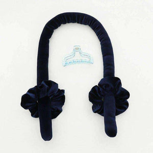 Heatless curling rod headband with silk velvet rollers, scrunchies, and claw clip for overnight curls and heat-free styling