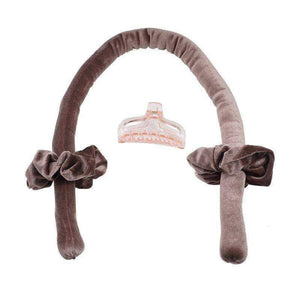 Heatless curling silk velvet headband with scrunchies and claw clip for overnight curls