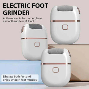 Rechargeable electric foot grinder with dual quartz sand rollers for callus and dead skin removal