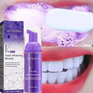 JAYSUING V34 Teeth Cleansing Whitening Mousse purple foam removing yellow stains for brighter smile