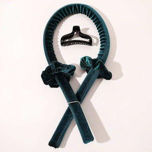 Silk velvet heatless curling rod headband set with scrunchies and claw clip for overnight curls