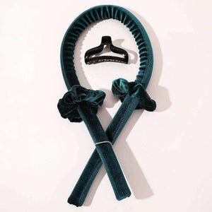 Silk velvet heatless curling rod headband set with scrunchies and claw clip for overnight curls