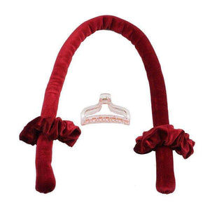 Heatless Curling Rod Headband with silk velvet rollers, scrunchies, and claw clip for overnight, no-heat curls on long and medium hair