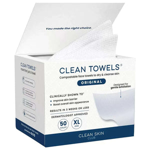 Box of Clean Towels with text on a white background