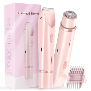 Waterproof electric razor with dual-head design and cordless Type-C charging for facial and body hair removal