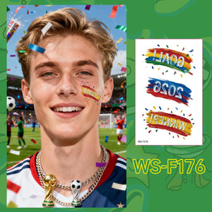 2026 World Cup Temporary Tattoos – Football Cheer Stickers for Face and Body.