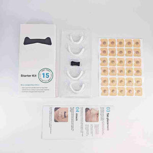 nasal breathing dilator starter kit with silicone dilators and adhesive tabs