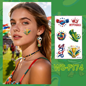 2026 World Cup Temporary Tattoos – Football Cheer Stickers for Face and Body.
