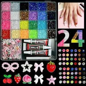Multicolor Rhinestone Set for DIY Nail Art and Crafts.