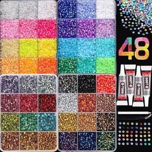 Multicolor Rhinestone Set for DIY Nail Art and Crafts.