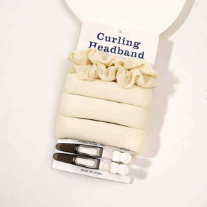 Heatless curling rod headband with silk velvet rollers, scrunchies, and claw clip for overnight curls on long and medium hair