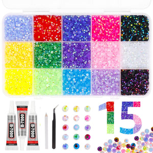 Multicolor Rhinestone Set for DIY Nail Art and Crafts.
