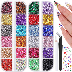 Multicolor Rhinestone Set for DIY Nail Art and Crafts.