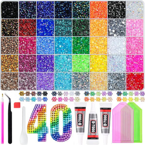 Multicolor Rhinestone Set for DIY Nail Art and Crafts.