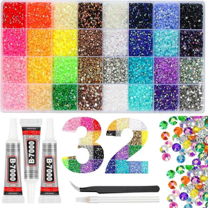 Multicolor Rhinestone Set for DIY Nail Art and Crafts.