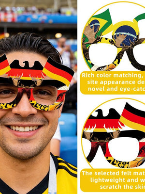 نظارات احتفالات World Cup بتصاميم أعلام دول متنوعة.