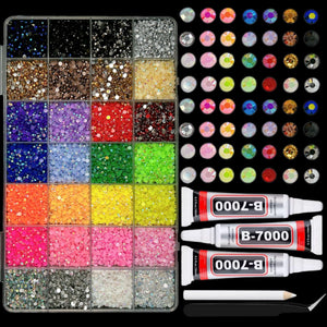 Multicolor Rhinestone Set for DIY Nail Art and Crafts.