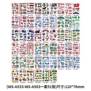 Tattoo stickers for the US, Canada, Mexico World Cup football rugby tournament, America's Cup face paper, waterproof sweat-resistant hair 10 sheets.