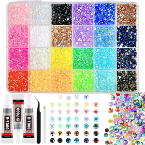 Multicolor Rhinestone Set for DIY Nail Art and Crafts.