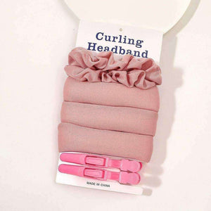 Heatless curling rod headband with silk velvet rollers, scrunchies, and claw clip for overnight curls