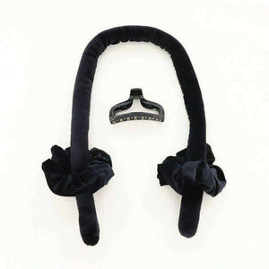 Heatless curling rod headband with silk velvet rollers, scrunchies, and claw clip for overnight curls on long and medium hair
